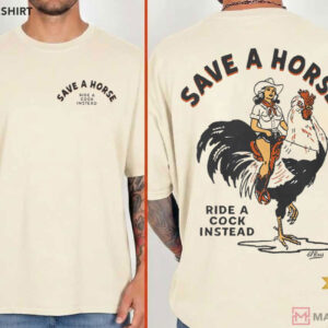Save A Horse Rooster Rodeo Cowgirl Western Graphic T Shirt (1)