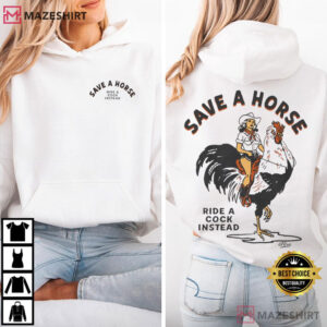 Save A Horse Rooster Rodeo Cowgirl Western Graphic T Shirt (3)