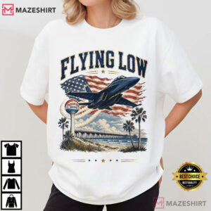Blue Angels Low Flyover Vintage Pensacola Beach Jet Graphic T Shirt (1)