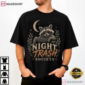 Night Trash Society Raccoon Funny Vintage Trash Panda Animal Lover T Shi (1)