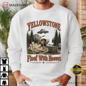 Yellowstone UFO Bison Western Alien Cowboy Buffalo T Shirt (2)