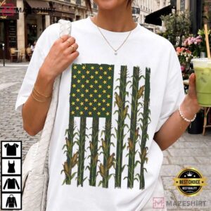 American Flag Corn Field Farmer Patriotic Rural Pride Farm Owner T Shirt (4)