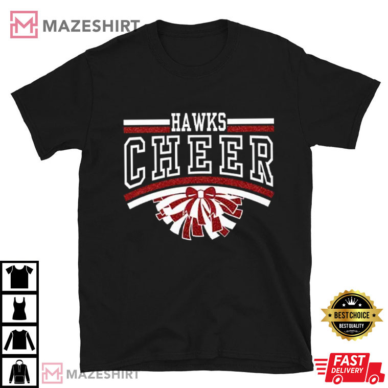 Hutchinson Hawks Cheer Maroon Glitter T-Shirt Hutchinson Hawks Cheer Maroon Glitter T-Shirt