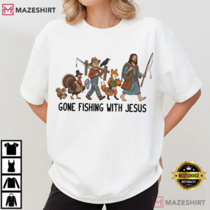Gone Fishing With Jesus Funny Christian Thanksgiving T Shirt (1)