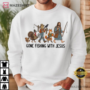 Gone Fishing With Jesus Funny Christian Thanksgiving T Shirt (2)