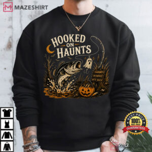 Hooked On Haunts Halloween Fishing Spooky Bass T Shirt (4)
