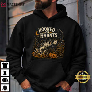 Hooked On Haunts Halloween Fishing Spooky Bass T Shirt (2)