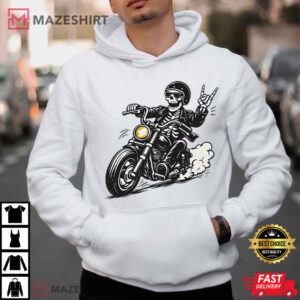 Skeleton Biker Funny Motorcycle Cool Rider T Shirt (3)