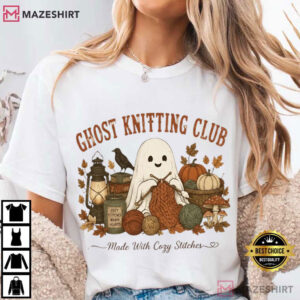 Ghost Knitting Club Cozy Halloween Knitter T Shirt (2)