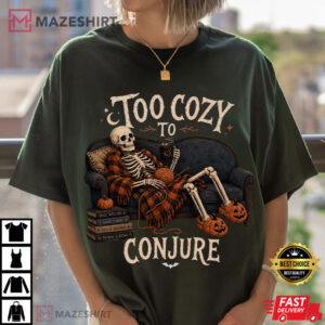 Halloween Knitting Skeleton Too Cozy To Conjure Spooky T Shirt (4)