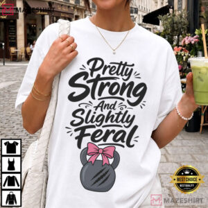 Pretty Strong And Slightly Feral Coquette Gym Girl T Shirt (1)