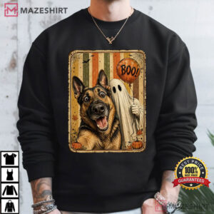 Halloween Ghost Selfie Dog Funny German Shepherd T Shirt (2)