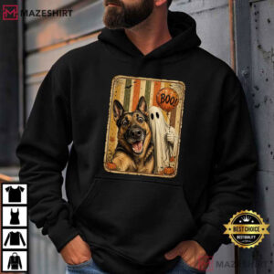 Halloween Ghost Selfie Dog Funny German Shepherd T Shirt (3)