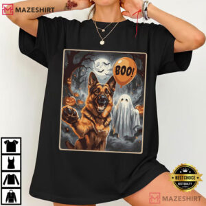 German Shepherd Halloween Ghost Selfie Boo Dog T Shirt (1)