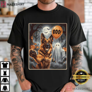 German Shepherd Halloween Ghost Selfie Boo Dog T Shirt (2)