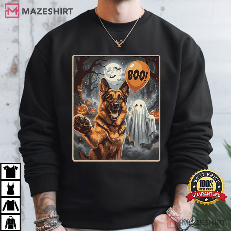 German Shepherd Halloween Ghost Selfie Boo Dog T-Shirt German Shepherd Halloween Ghost Selfie Boo Dog T-Shirt