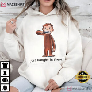 Monkey Just Hanging In There Curious George Brushing Teeth T Shirt (4)