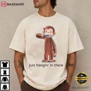 Monkey Just Hanging In There Curious George Brushing Teeth T-Shirt