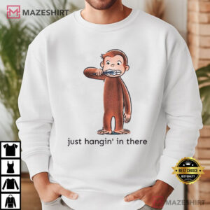 Monkey Just Hanging In There Curious George Brushing Teeth T Shirt (2)