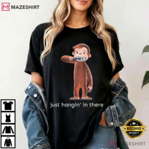 Monkey Just Hanging In There Curious George Brushing Teeth T Shirt (3)