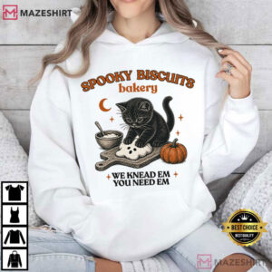 Kitty Biscuits Spooky Season Black Cat Halloween Fall T Shirt (2)