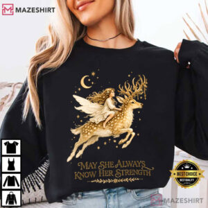 Girl Mom Gift Mystical Fairy Riding Antlered Stag Empowering T Shirt (4)