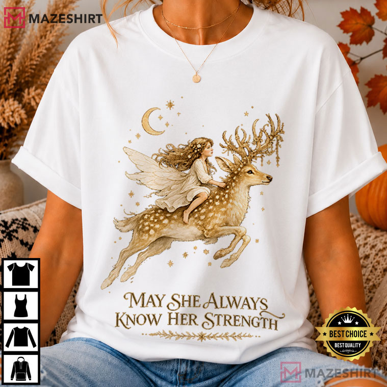 Girl Mom Gift Mystical Fairy Riding Antlered Stag Empowering T-Shirt Girl Mom Gift Mystical Fairy Riding Antlered Stag Empowering T-Shirt