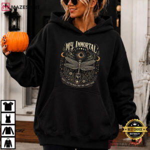 My Immortal Dragonfly Gothic Dark Academia Celestial Moon T Shirt (4)