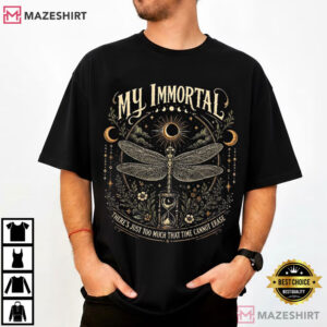 My Immortal Dragonfly Gothic Dark Academia Celestial Moon T Shirt (1)