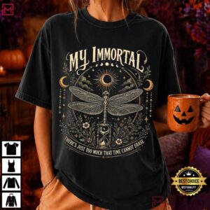 My Immortal Dragonfly Gothic Dark Academia Celestial Moon T Shirt (2)