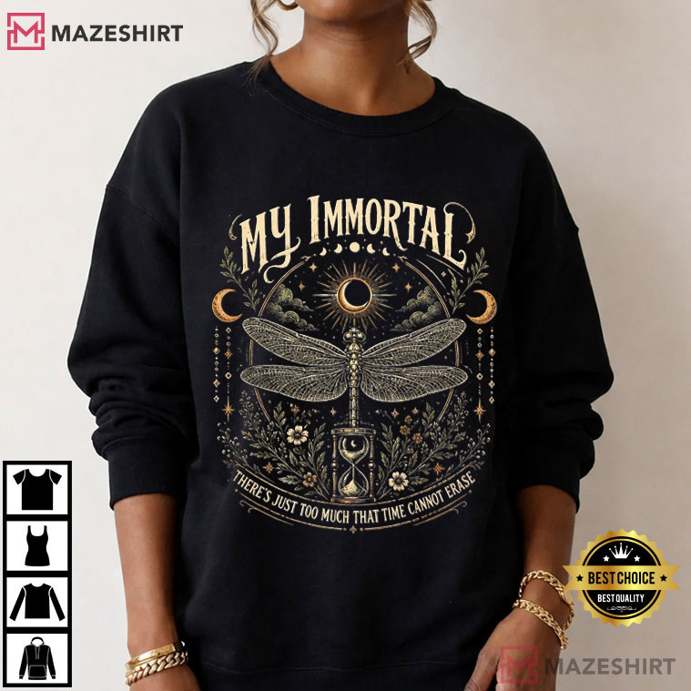 My Immortal Dragonfly Gothic Dark Academia Celestial Moon T-Shirt My Immortal Dragonfly Gothic Dark Academia Celestial Moon T-Shirt