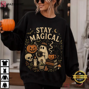 Stay Magical Halloween Ghost Pumpkin Magical Spooky Season T Shirt (2)