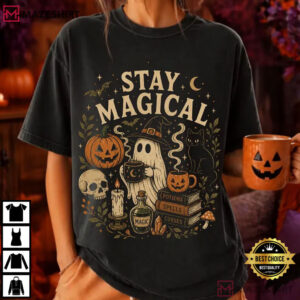 Stay Magical Halloween Ghost Pumpkin Magical Spooky Season T Shirt (3)