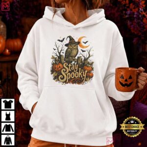 Stay Spooky Owl Halloween Vintage Witch Pumpkin Fall T Shirt (2)