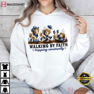 Denim Blue Cowgirl Horse Walking By Faith Tripping Constantly T Shirt (1 (4)