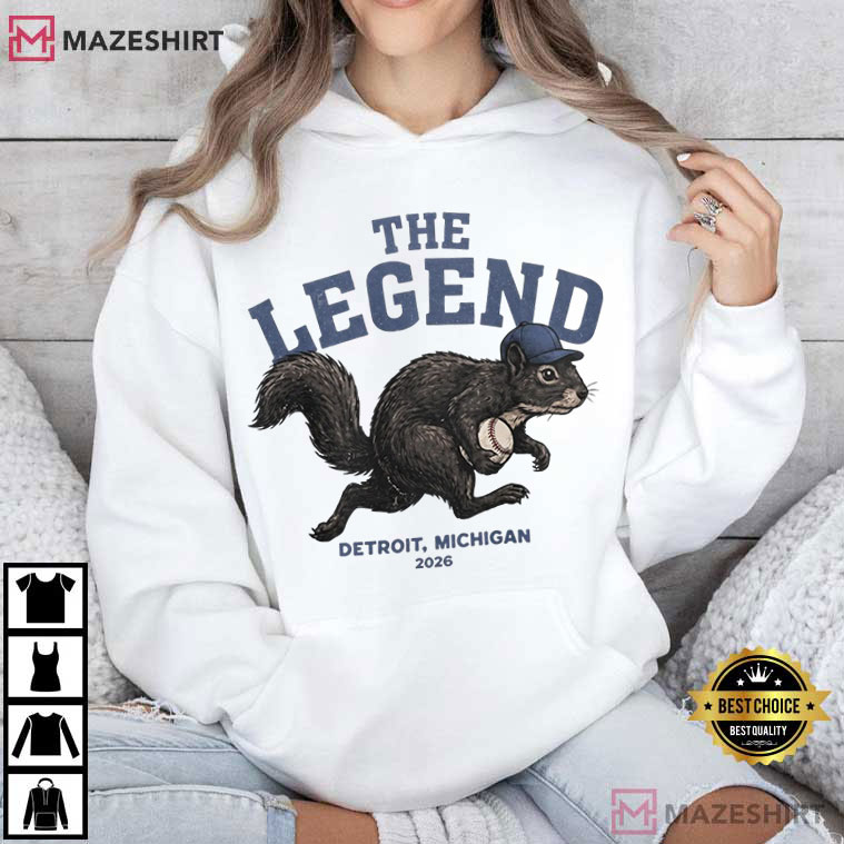 The Legend Game Day Funny Detroit Baseball Squirrel T-Shirt The Legend Game Day Funny Detroit Baseball Squirrel T-Shirt