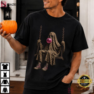 Halloween Leopard Ghost Swing Bubble Gum Funny T Shirt (1)