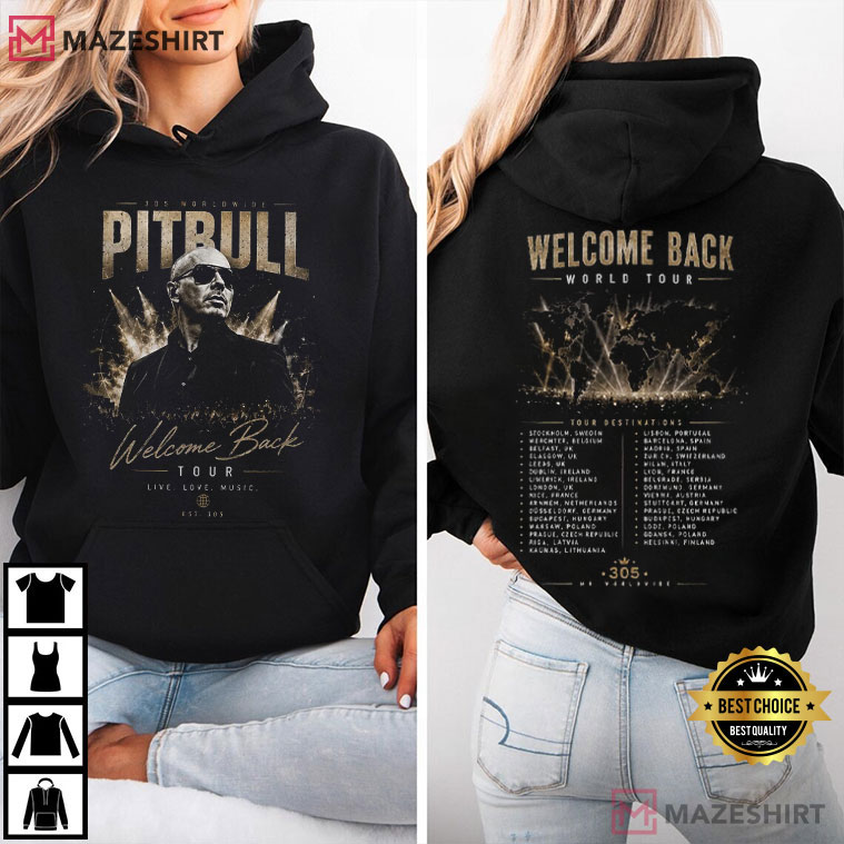 Pitbull Welcome Back World Tour 2026 Mr Worldwide Music T-Shirt Pitbull Welcome Back World Tour 2026 Mr Worldwide Music T-Shirt