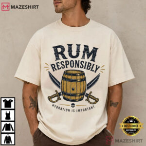 Rum Responsibly Funny Pirate Drinking Caribbean Vacation T Shirt (1)