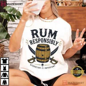 Rum Responsibly Funny Pirate Drinking Caribbean Vacation T Shirt (2)