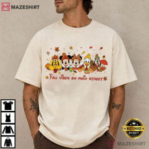 Disney Fall Vibes On Main Street Mickey And Friends T Shirt (2)