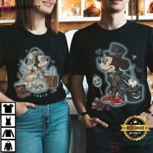 Gothic Mickey Minnie Halloween Spooky Bride Groom Couple Shirts (3)