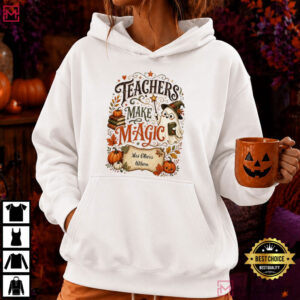 Teachers Make Magic Custom Name Halloween Teacher T Shirt (4)