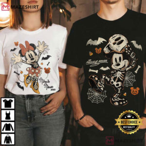 Mickey And Minnie Signature Trick Or Treat Spooky Halloween Retro T
