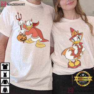 Disney Daisy And Donald Halloween Spooky Season Vintage Couple Shirts (4)