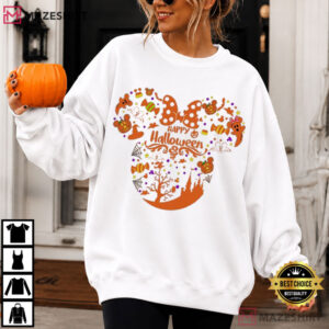 Disney Mickey Minnie Mouse Head Pumpkin Candy Spooky Halloween T Shirt (4)