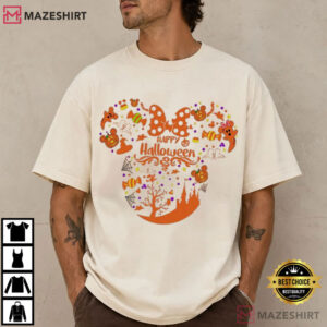 Disney Mickey Minnie Mouse Head Pumpkin Candy Spooky Halloween T Shirt (2)