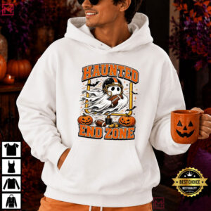Haunted End Zone Ghost Football Halloween Spooky Game Day T Shirt (4)