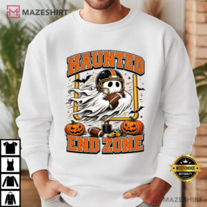Haunted End Zone Ghost Football Halloween Spooky Game Day T Shirt (3)