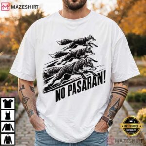 No Pasaran Fox Three Running Foxes Anti Fascist Political T Shirt (3)